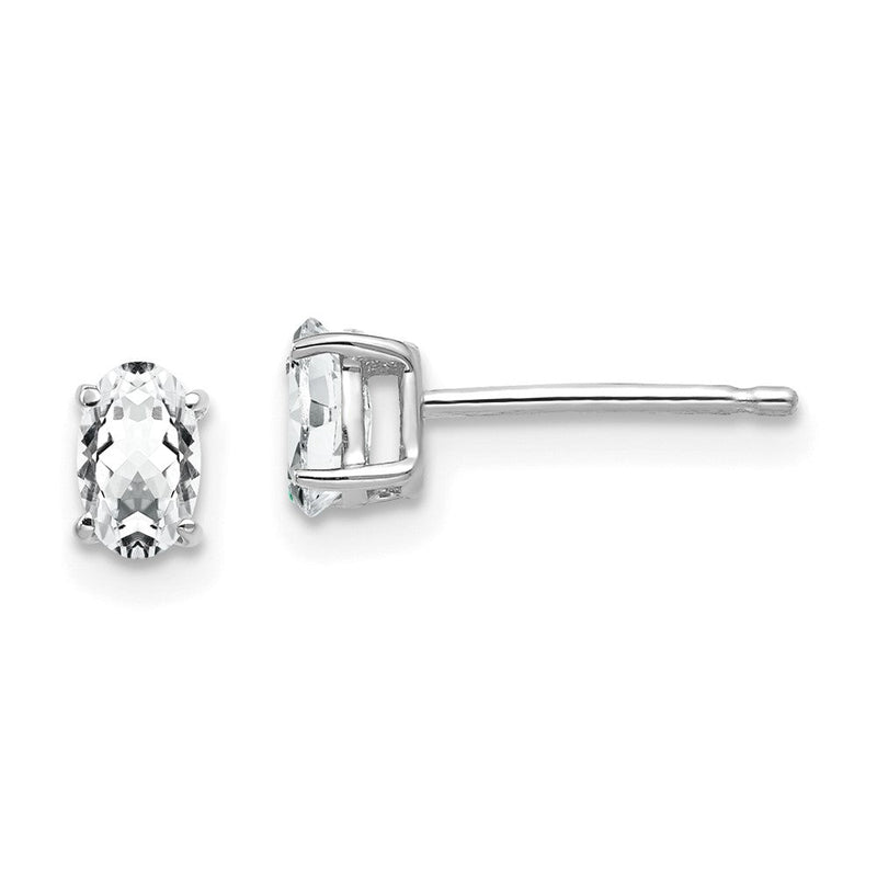14K Weißgold Ohrringe mit ovalem Zirkonia, 5x3mm