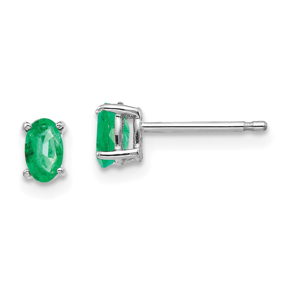 14K Weissgold Smaragd-Ohrringe