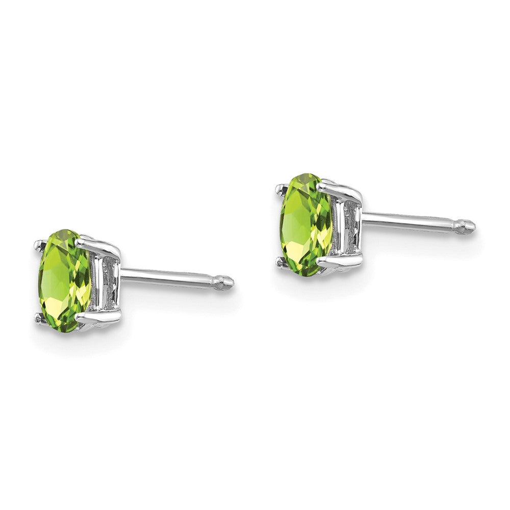 14K Weißgold Peridot Ohrstecker, oval