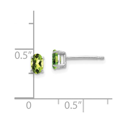 14K Weißgold Peridot Ohrstecker, oval