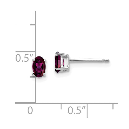 14K Weißgold Rhodolith Granat Oval Ohrstecker