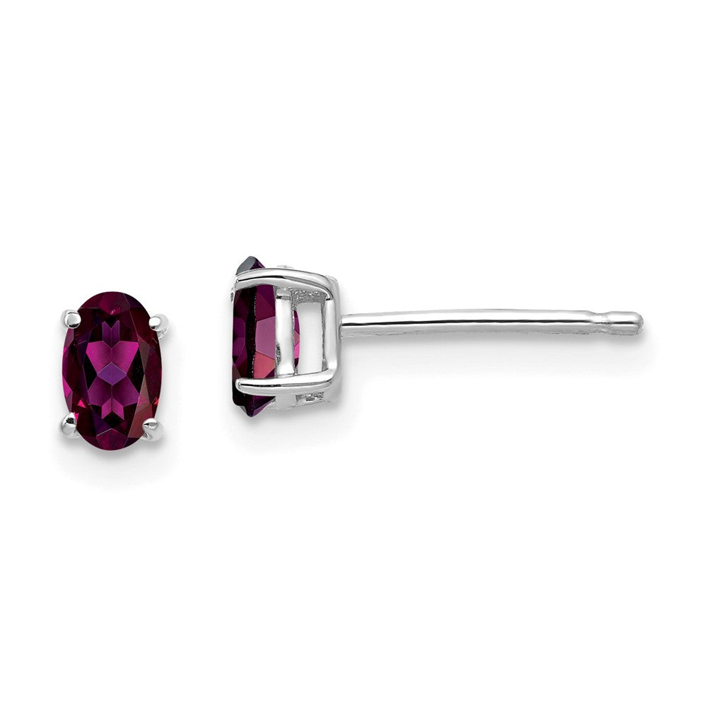 14K Weißgold Rhodolith Granat Oval Ohrstecker