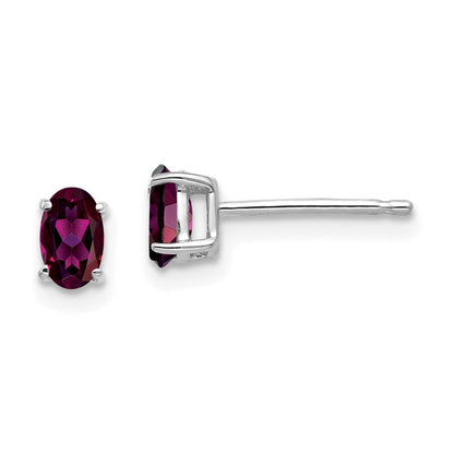 14K Weißgold Rhodolith Granat Oval Ohrstecker