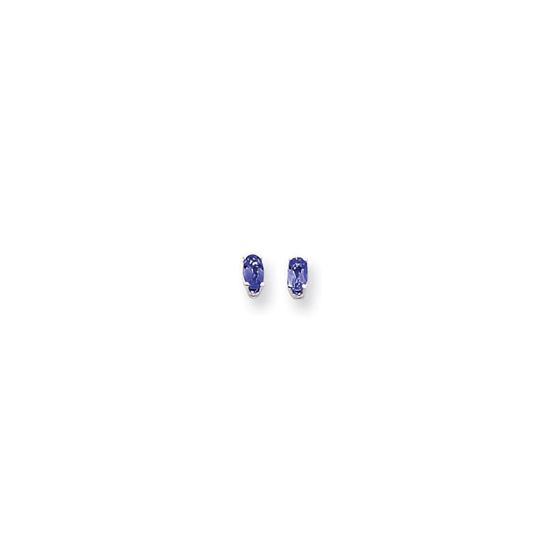 14K Weißgold Ohrringe mit ovalem Saphir 5x3mm