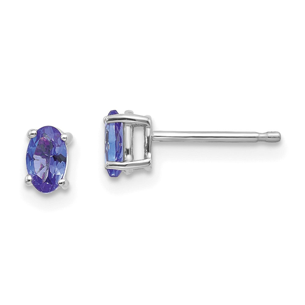 14K Weißgold Tansanit Ohrringe