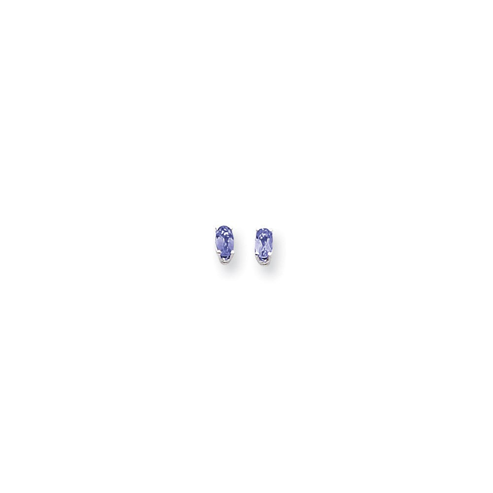 14K Weißgold Ohrringe mit ovalem Tansanit, 5 x 3 mm