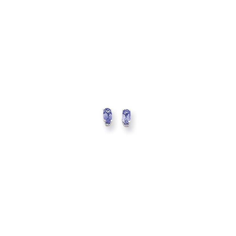 14K Weißgold Ohrringe mit ovalem Tansanit, 5 x 3 mm