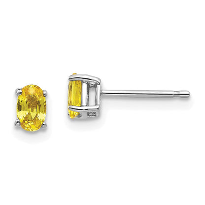 14K Weißgold Ohrringe mit gelben Saphiren