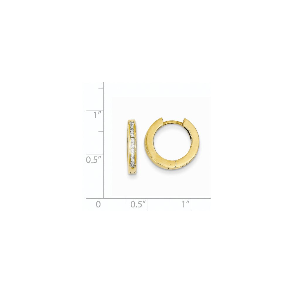 14K Gelbgold Ohrringe mit echten Diamanten und Klappscharnier