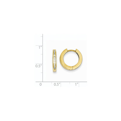 14K Gelbgold Ohrringe mit echten Diamanten und Klappscharnier