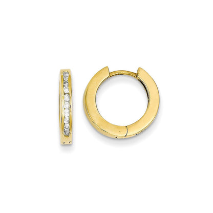 14K Gelbgold Ohrringe mit echten Diamanten und Klappscharnier