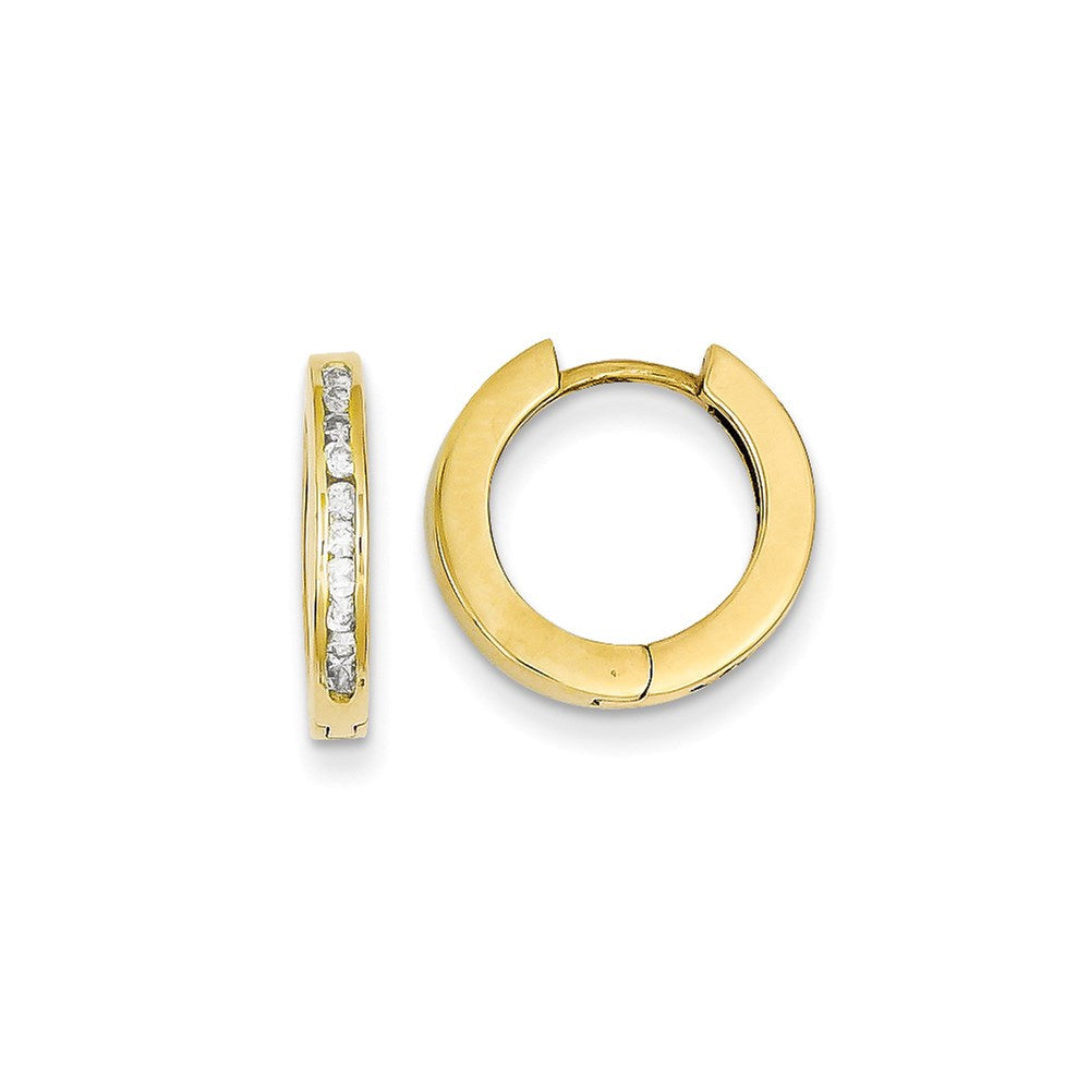 14K Gelbgold Ohrringe mit Scharnier und echten Diamanten