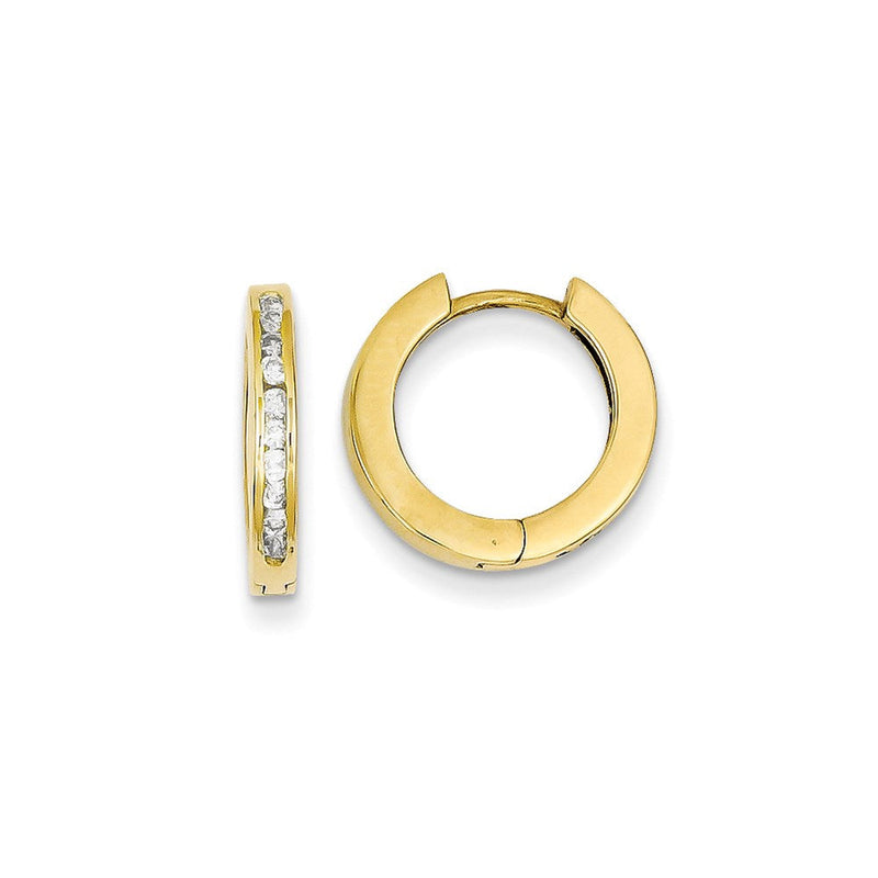 14K Gelbgold Ohrringe mit Scharnier und echten Diamanten