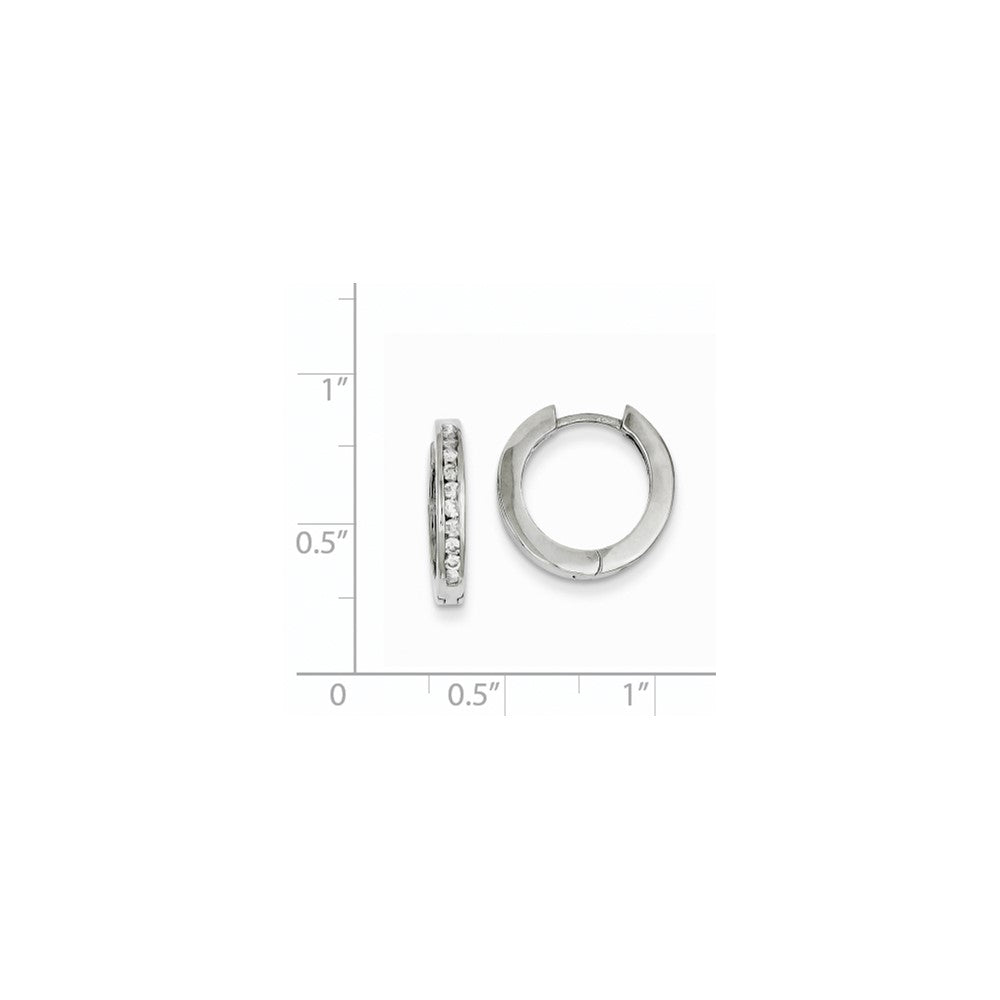 14K Weißgold Ohrringe mit Klappscharnier und echten Diamanten, AA