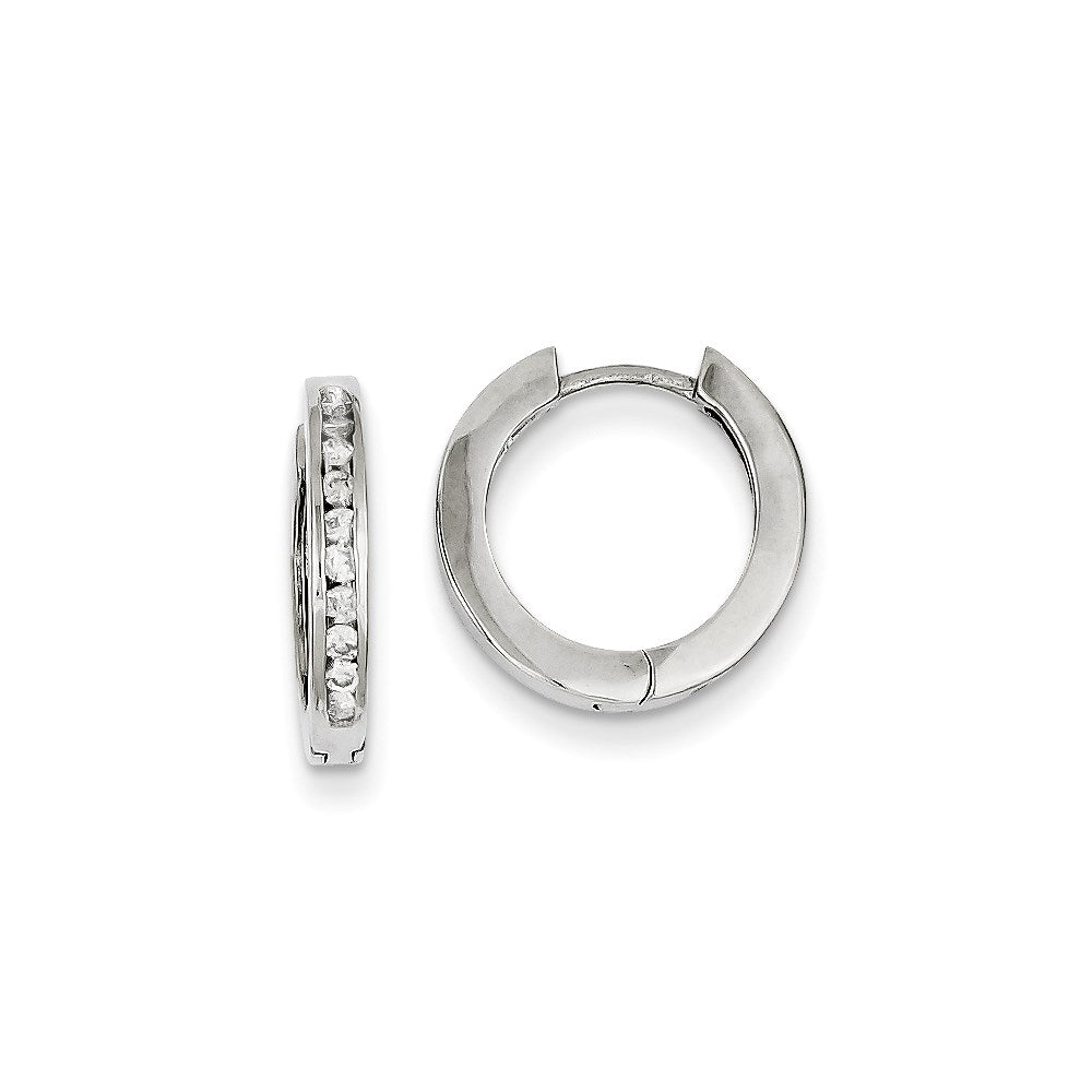 14K Weißgold Ohrringe mit Scharnier und echten VS Diamanten