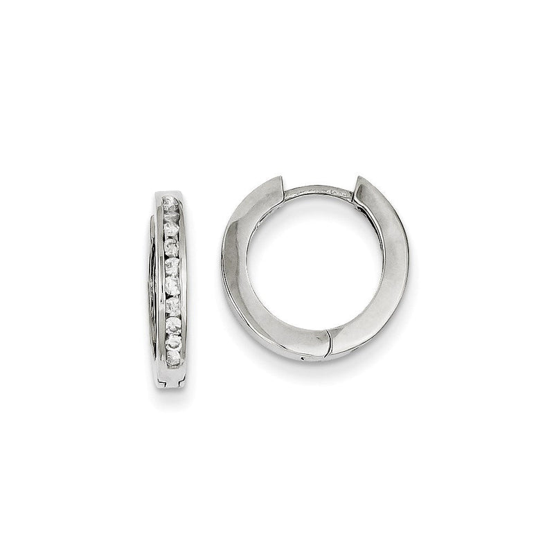 14K Weißgold Ohrringe mit Scharnier und echten AAA-Diamanten