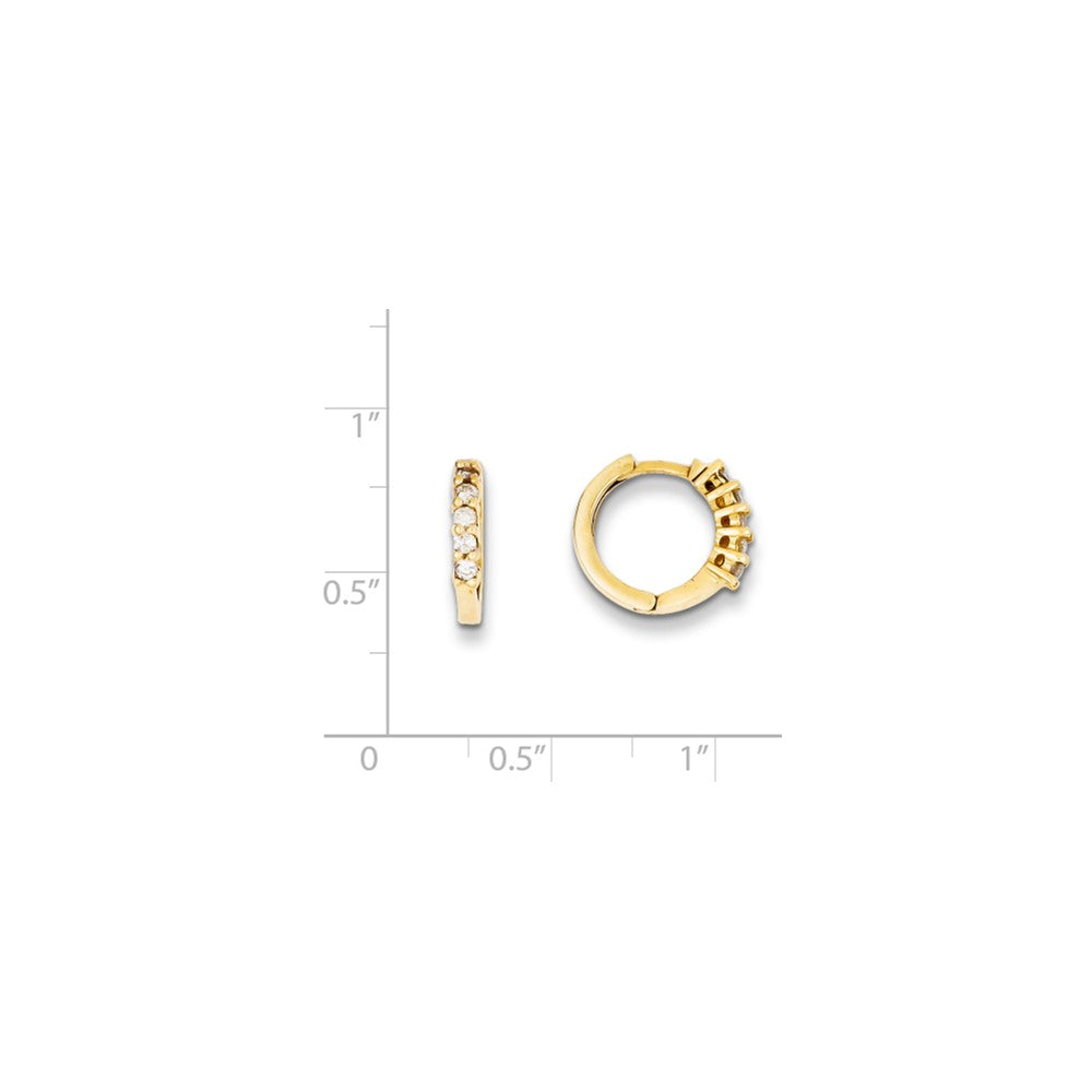 14K Gelbgold Creolen mit echten Diamanten und Klappscharnier