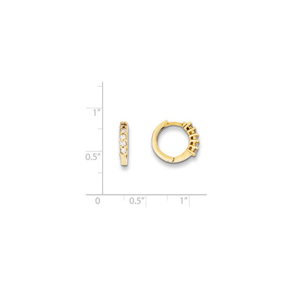 14K Gelbgold Creolen mit echten Diamanten und Klappscharnier