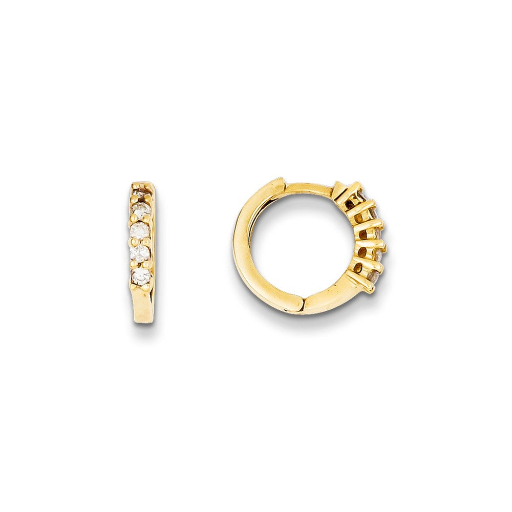 14K Gelbgold Creolen mit echten Diamanten und Klappscharnier