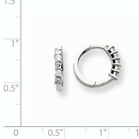 14K Weißgold Creolen mit echtem Diamant und Klappscharnier