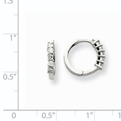 14K Weißgold Creolen mit echtem Diamant und Klappscharnier