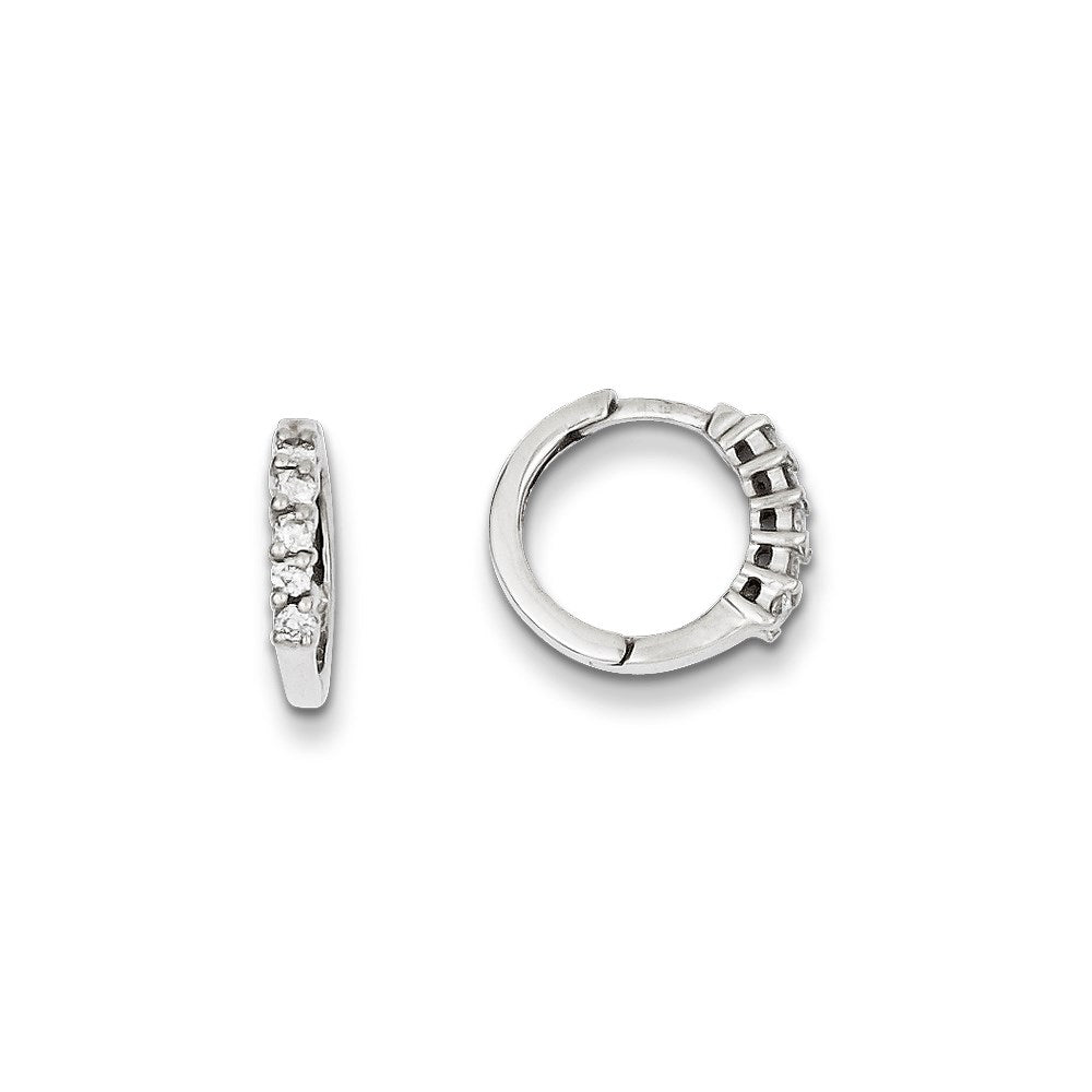 14K Weißgold Creolen mit AA echten Diamanten und Klappscharnier