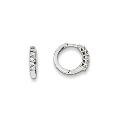 14K Weißgold Creolen mit AA echten Diamanten und Klappscharnier