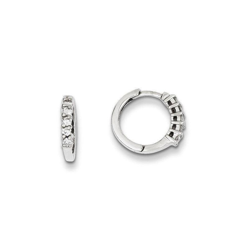 14K Weißgold Creolen mit AA echten Diamanten und Klappscharnier