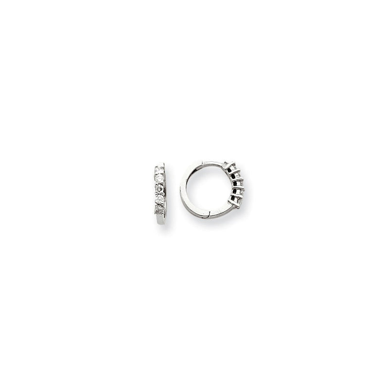 14K Weißgold AAA Echte Diamant-Creolen mit Scharnier