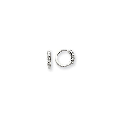 14K Weißgold Creolen mit Klappscharnier und echten Diamanten VS