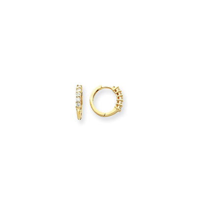 14K Gelbgold Creolen mit echten AAA-Diamanten, Klappscharnier