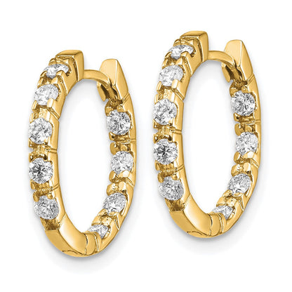14K Gelbgold Creolen mit echten Diamanten und Klappscharnier
