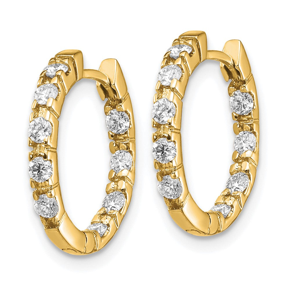 14K Gelbgold AAA Echte Diamant-Creolen mit Klappscharnier