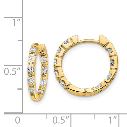 14K Gelbgold AAA Echte Diamant-Creolen mit Klappscharnier