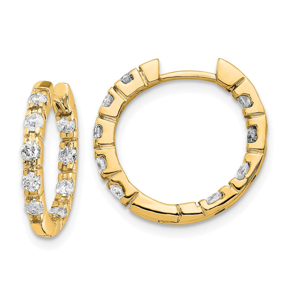 14K Gelbgold Creolen mit echten Diamanten und Klappscharnier