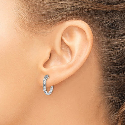 14K Weißgold Creolen mit Klappscharnier und echten VS Diamanten