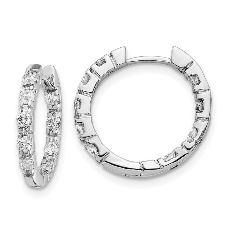 14K Weißgold Creolen mit echten AAA-Diamanten und Scharnier