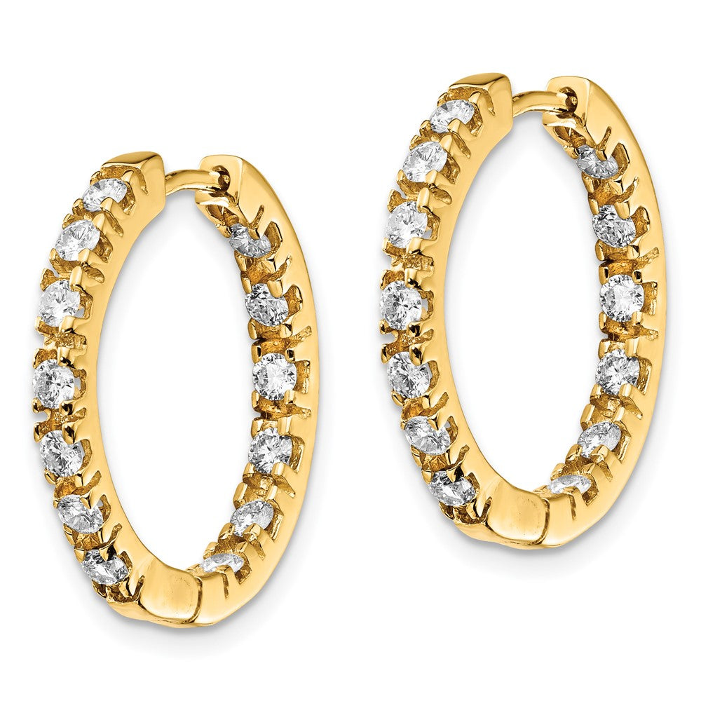 14K Gelbgold Creolen mit echten Diamanten und Scharnier