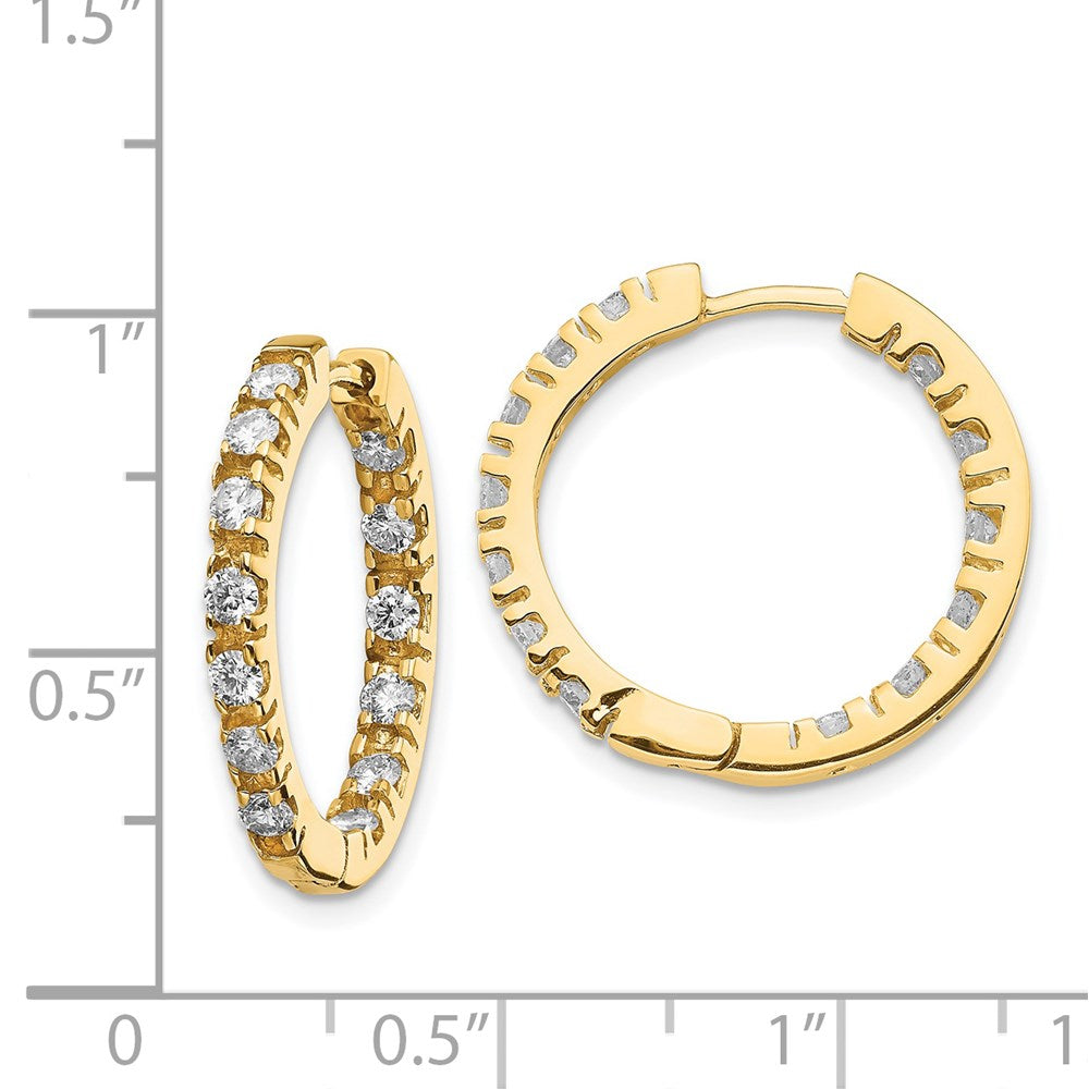 14K Gelbgold AAA Echte Diamant-Creolen mit Scharnier