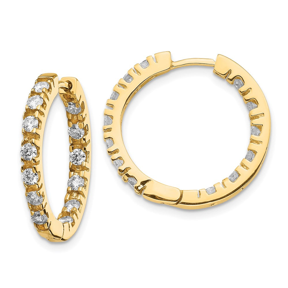 14K Gelbgold AAA Echte Diamant-Creolen mit Scharnier