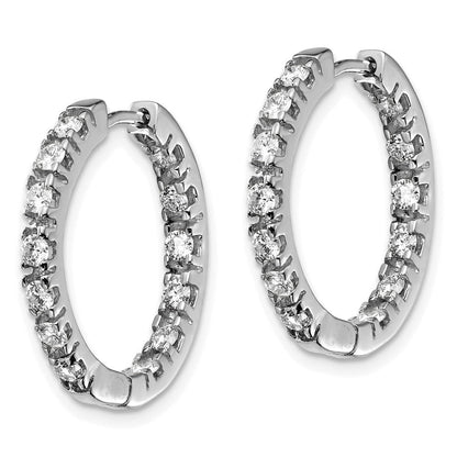 14K Weißgold Creolen mit Klappscharnier und echten Diamanten