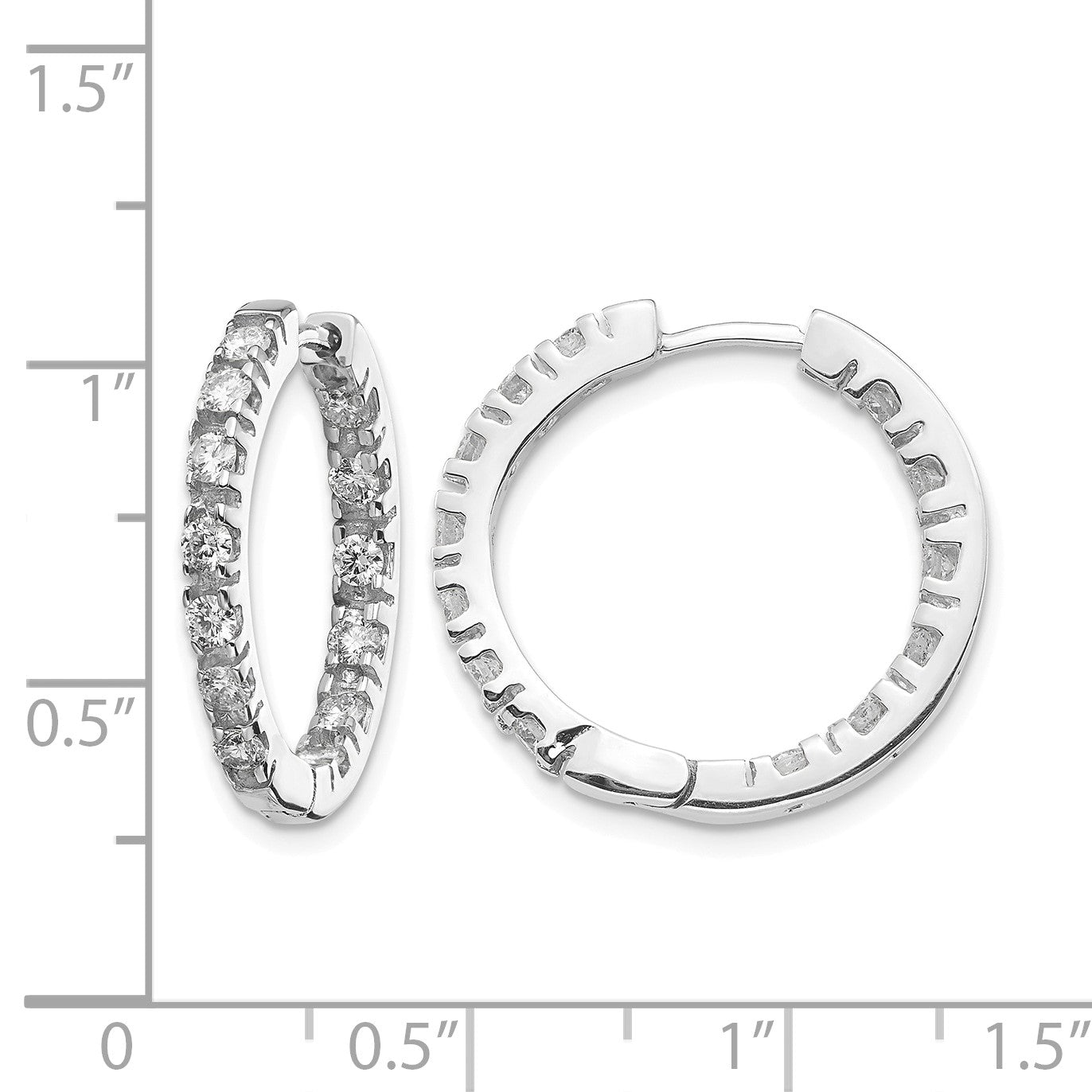 14K Weißgold Creolen mit Klappscharnier und echten AAA-Diamanten