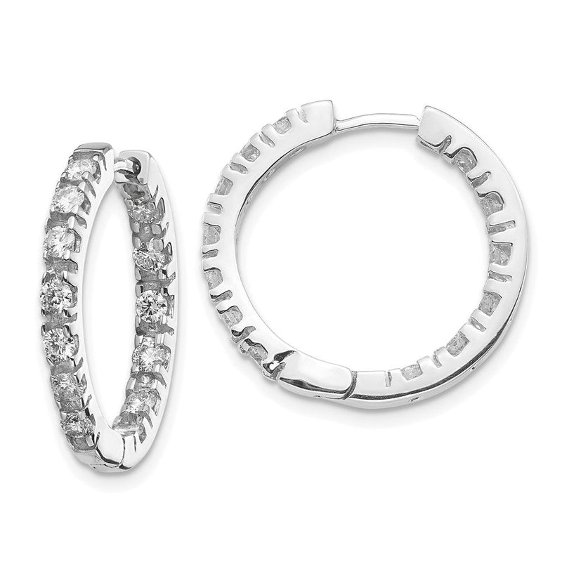 14K Weißgold Creolen mit Klappscharnier und echten Diamanten