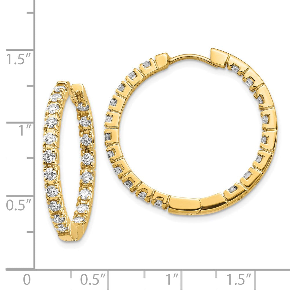 14K Gelbgold Creolen mit echten AAA-Diamanten und Scharnierverschluss