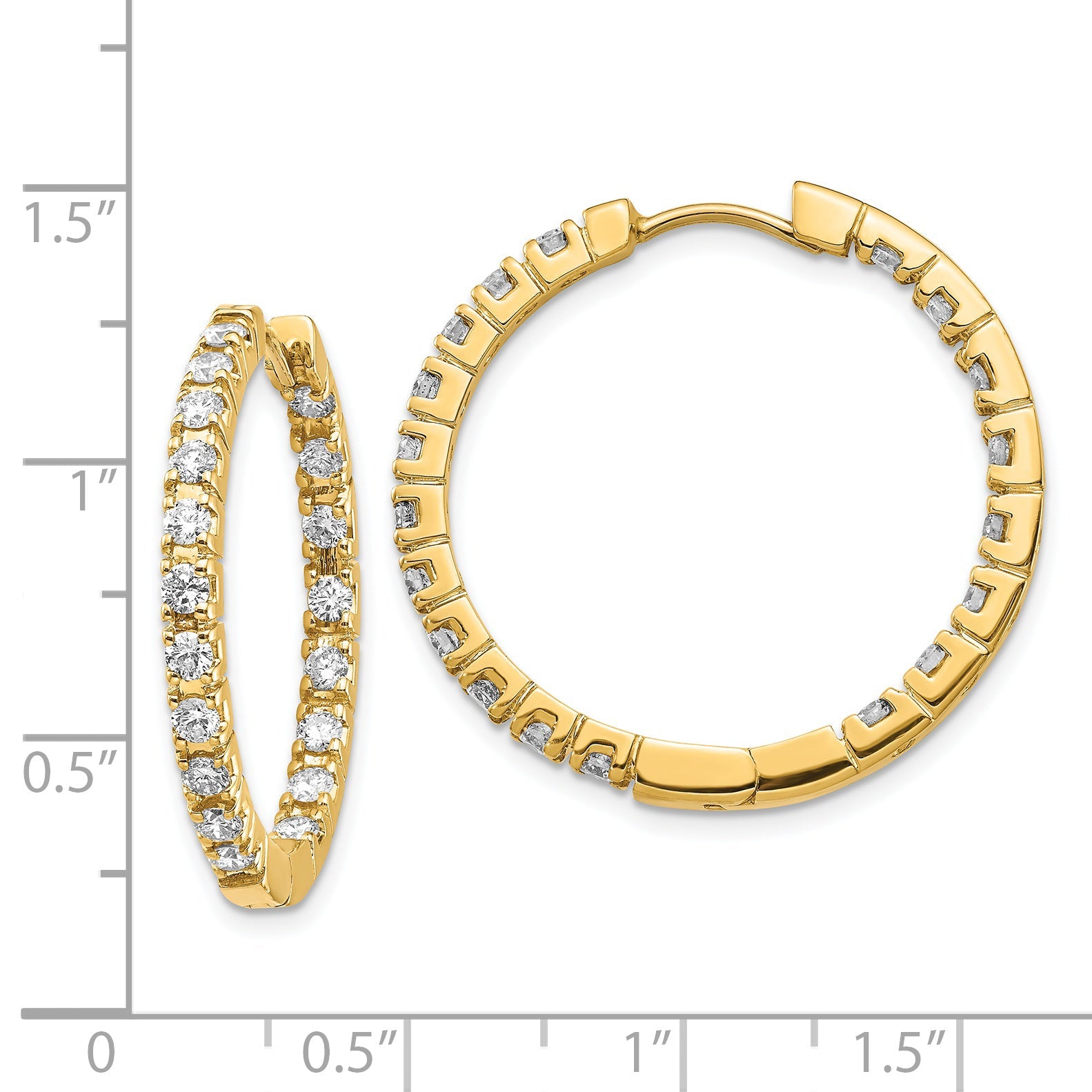 14K Gold Creolen mit echten Diamanten, Scharniermechanismus