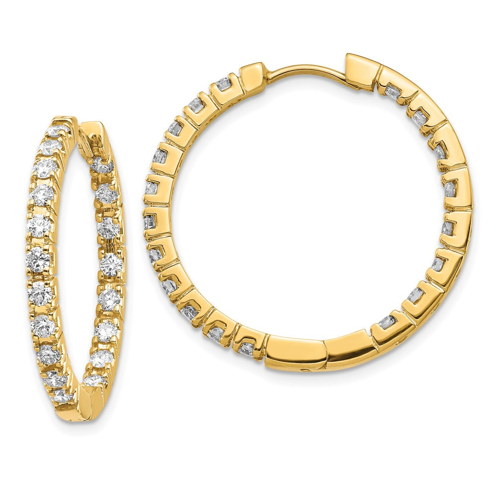 14K Gelbgold Creolen mit echten AAA-Diamanten und Scharnierverschluss