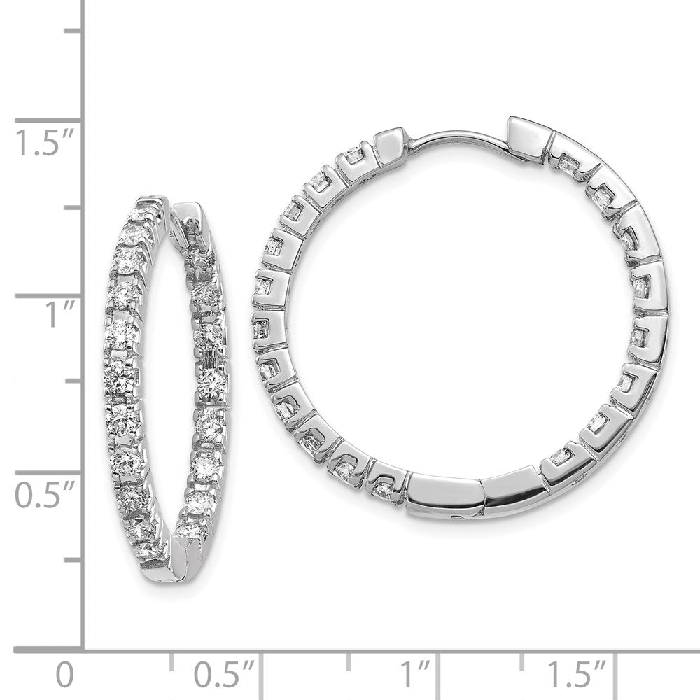 14K Weißgold Creolen mit Klappscharnier und echten AA Diamanten