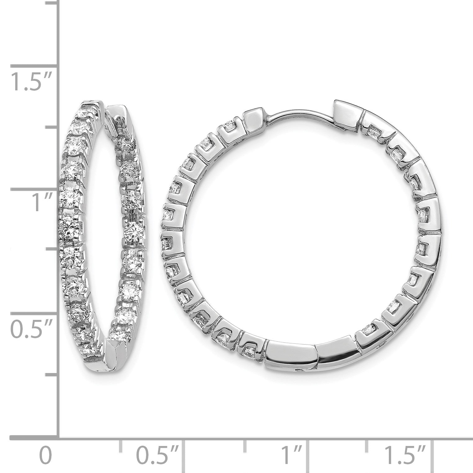 14K Weißgold VS Echte Diamant-Creolen mit Scharnier
