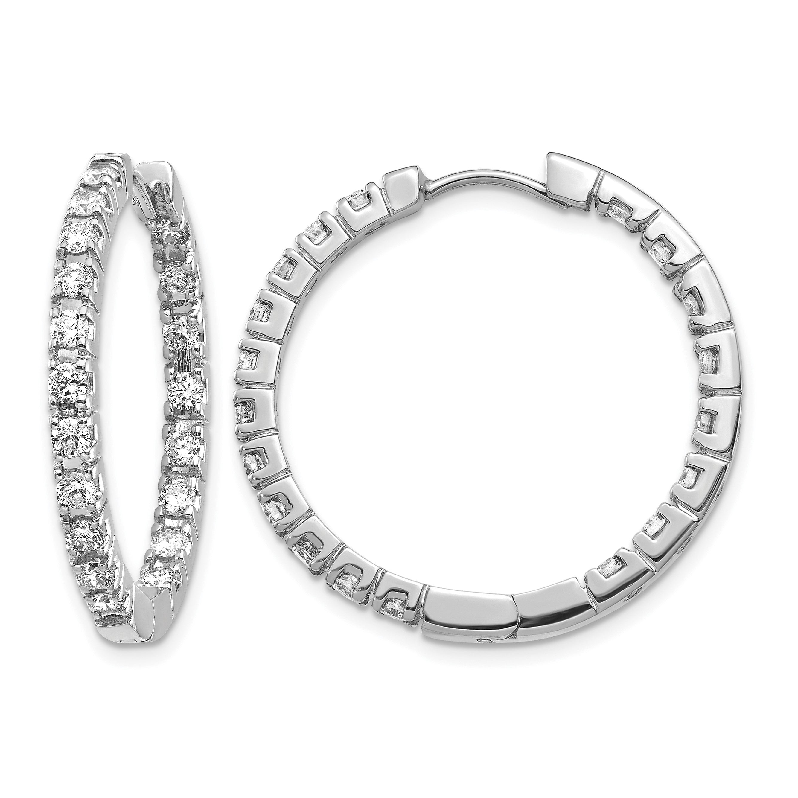 14K Weißgold VS Echte Diamant-Creolen mit Scharnier