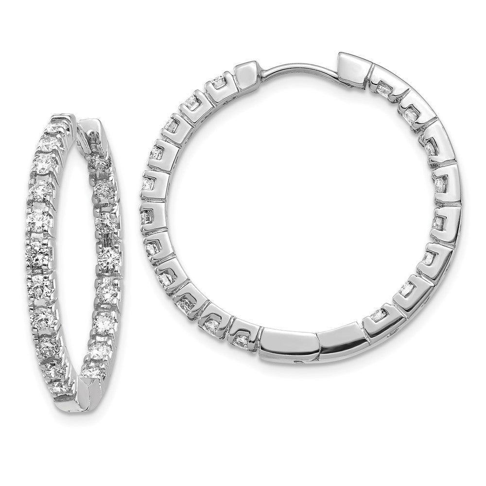 14K Weißgold VS Echte Diamant-Creolen mit Scharnier